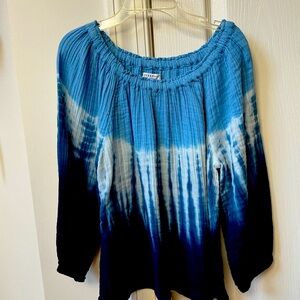 BEAUTIFUL LIVERPOOL LOS ANGLES BLUE TYE DYE 
BOATNECK TOP SHIRT